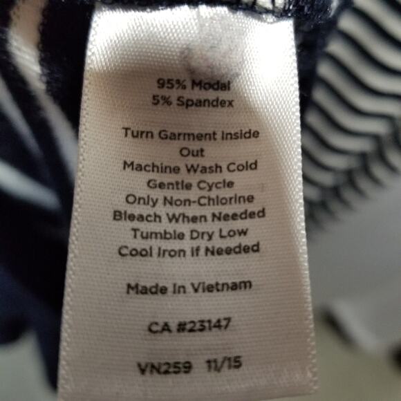 Talbots Maxi Dress Medium Short Sleeve Navy Blue White Strip Knit Tie Waist - Picture 5 of 6